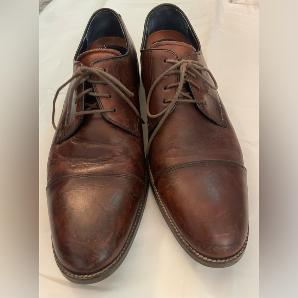 Cole Haan Grand OS Mens 9.5 M British Tan Leather Cap Toe Derby Shoes C11631